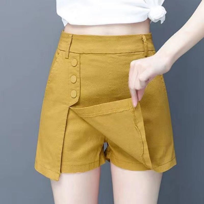 

Summer High-Waisted Korean-Style Wide-Leg Skirt Pants for Women XL лимонно-желтый