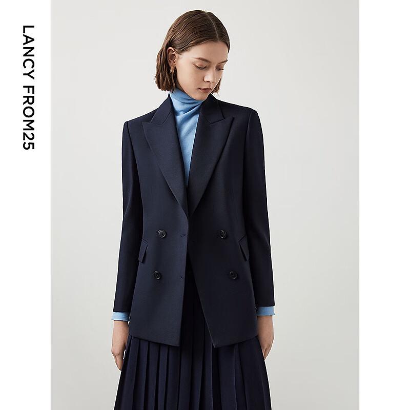 Women's Wool Blend Double-Breasted Suit Jacket