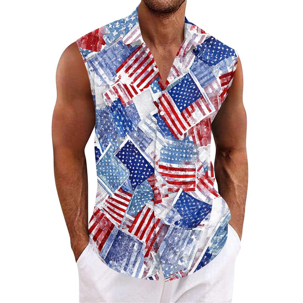 Męska hawajska koszula z klapami zapinana na guziki T-shirt top