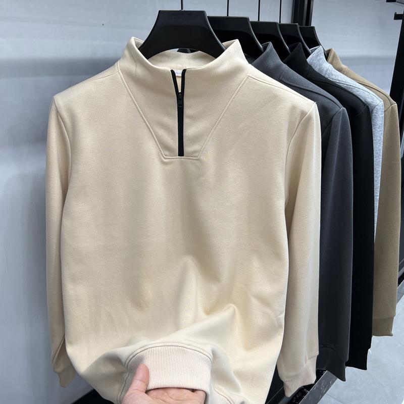 Men's Sweatshirt Solid Color Half Zipper Sweatshirt Men's Long-sleeved Jacket Zipper Base Shirt