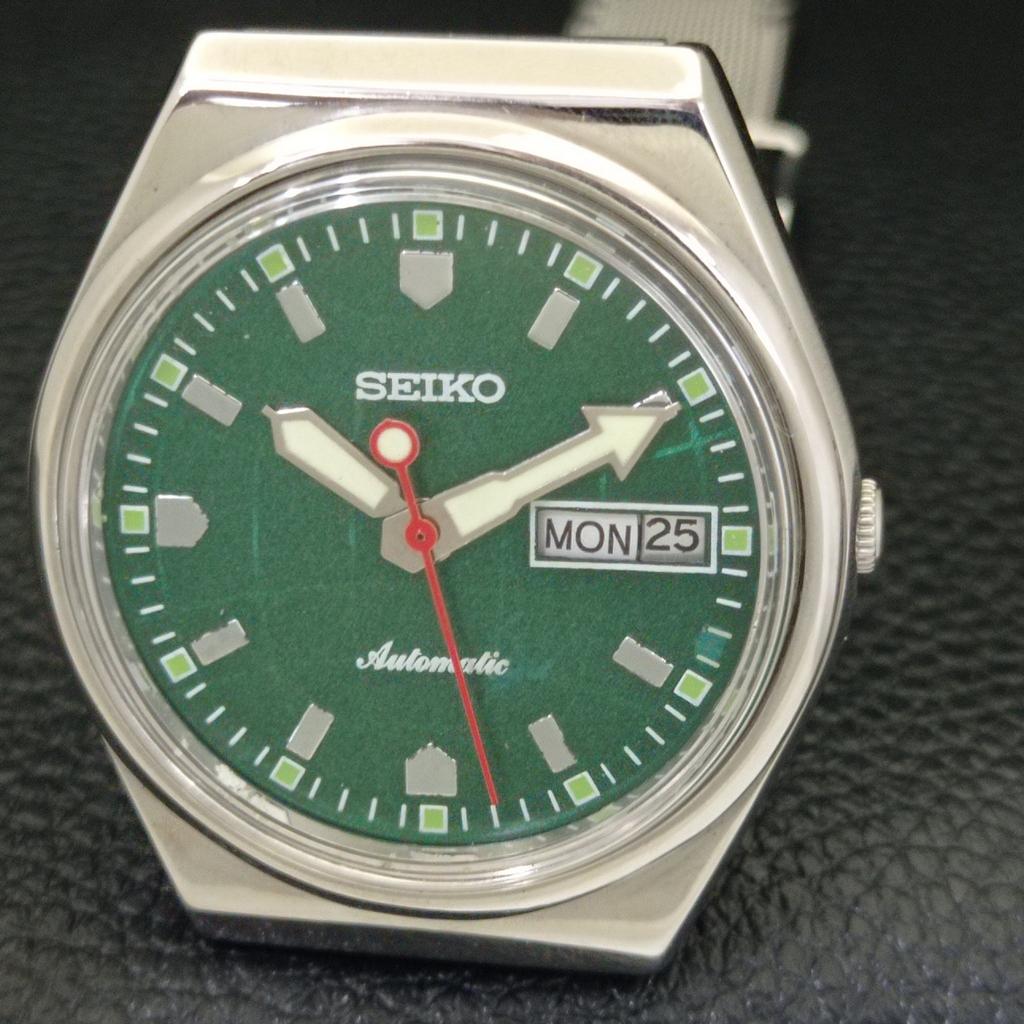 AUTOMATIC VINTAGE SEIKO JAPAN 6349A MENS GREEN COLOR DIAL WATCH A700492-5 R203-a700492