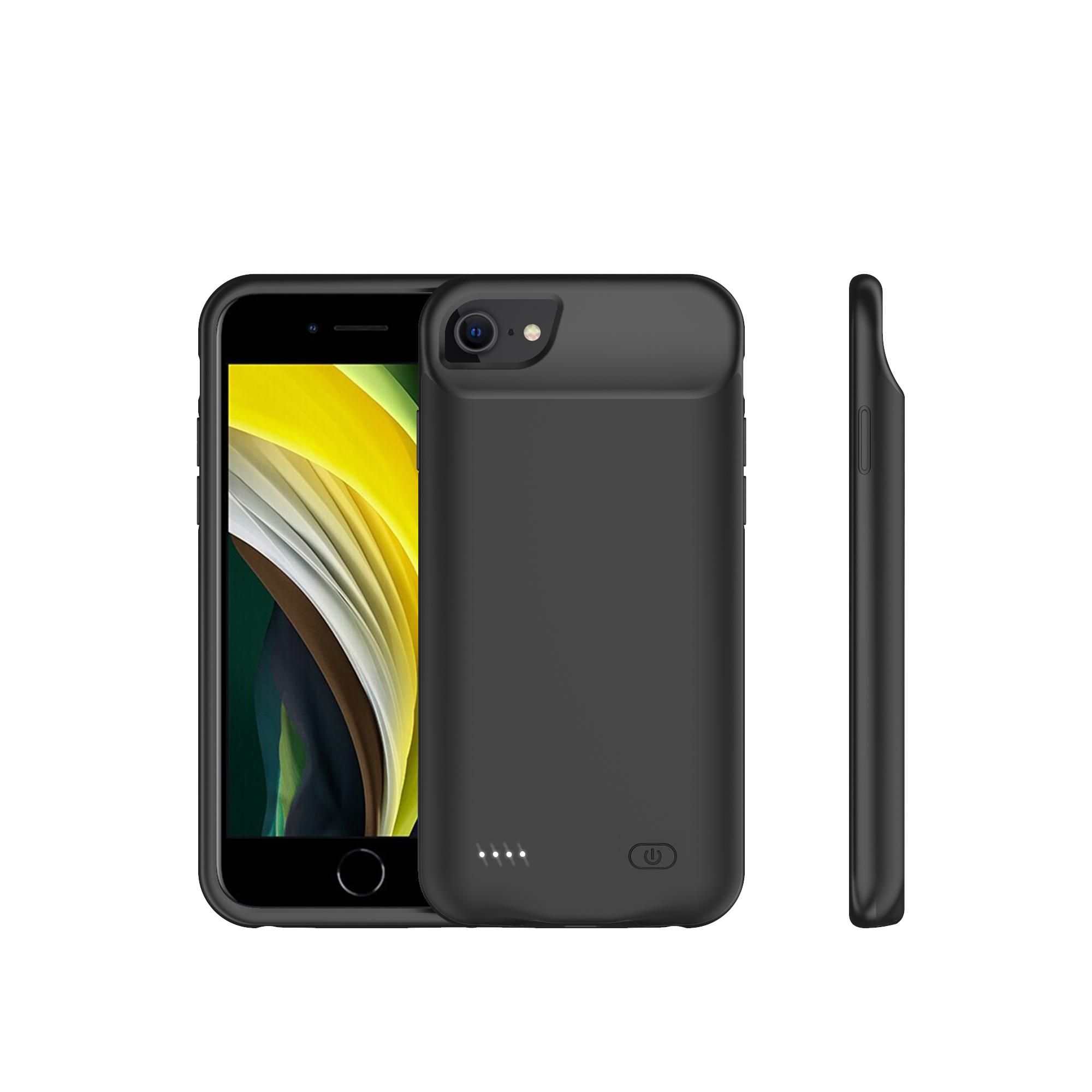 

6000mAh Rechargeable Extended Battery Charger Back Case with TPU Frame for iPhone SE (2020)/8/7/6 [Support Audio Output] Black