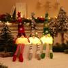 Weihnachtswichtel-Ornamente mit gesichtslosen Puppen und LED-Lichtern, Plüsch, Strickhandwerk, Anhänger, Dekor, Weihnachtsdekoration für Zuhause, Kindergeschenk