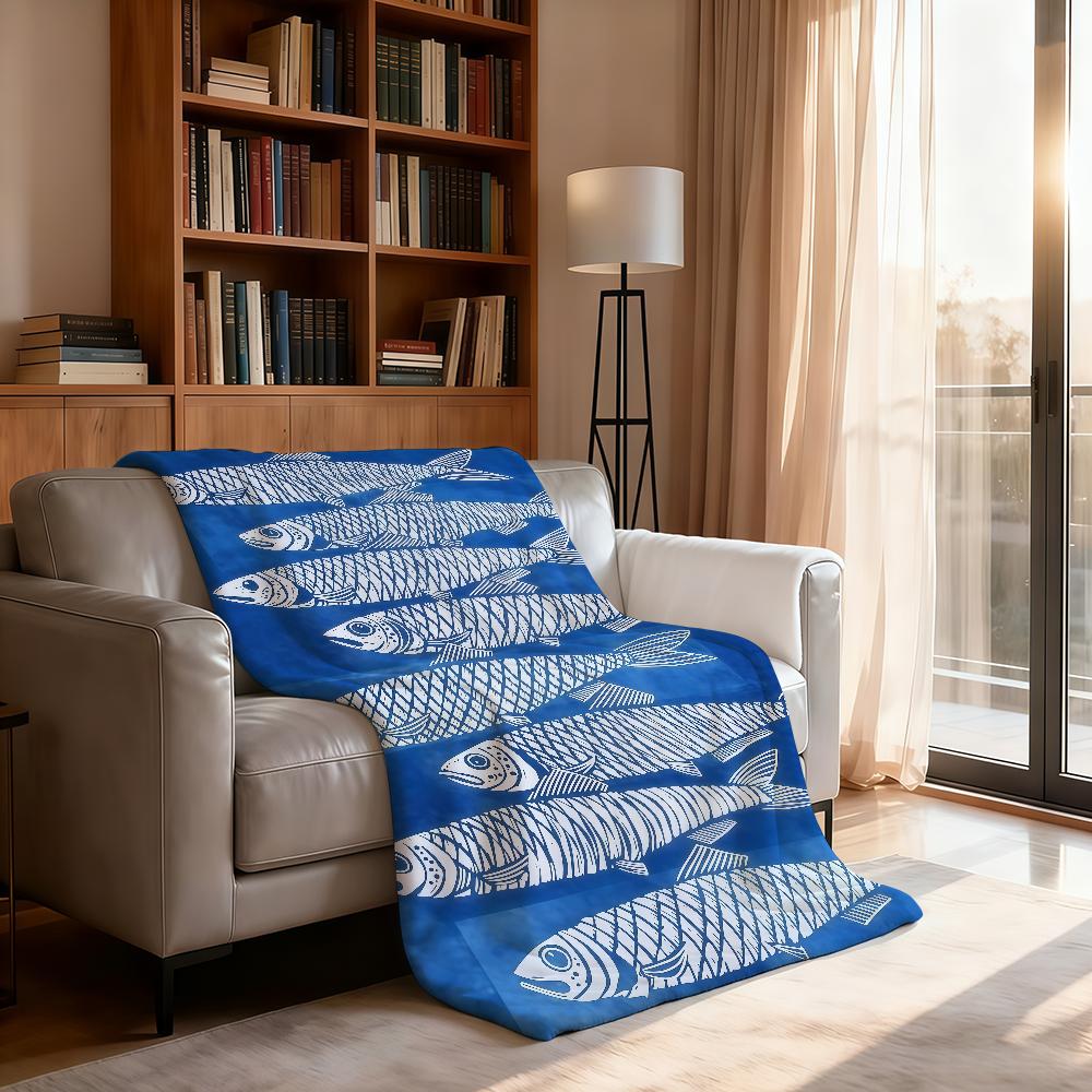 Bunte Sardinenfische Ozean Lustige Decke Für Weiche Überwurfdecke für Picknick Bett Sofa Zuhause Schlafzimmer Gemütlich Warm Bequem
