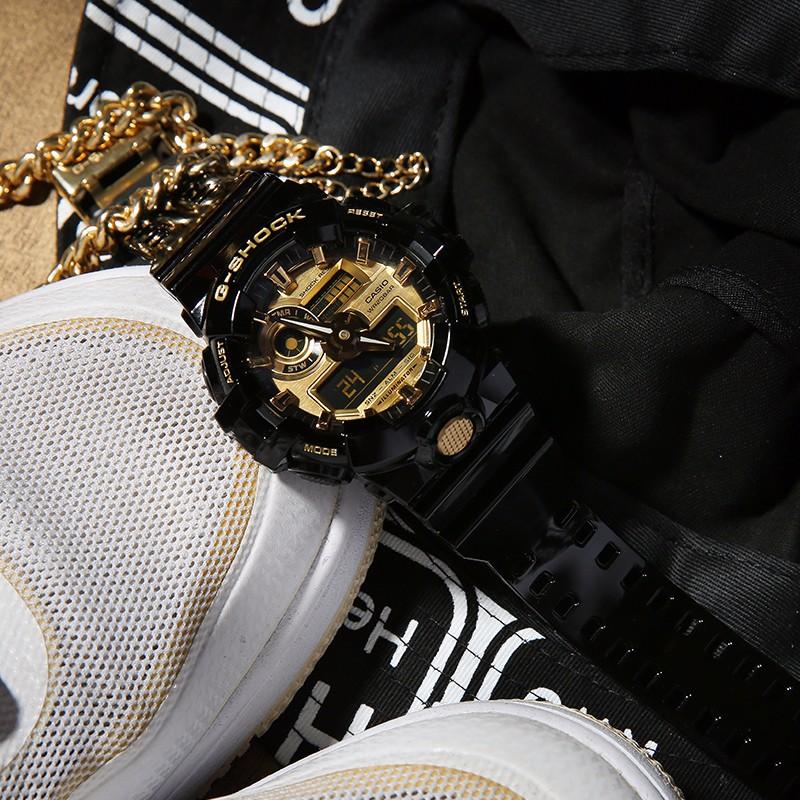 CASIO Men Liquid Crystal/Analog Dual Display Series Gold Watch GA-710GB-1APR