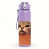 1PC Cat Peeking Out Box Cute Print 750ml Color Plastic Sports Water Bottle Leakproof Flip Straw Lid Suitable for Sports Office Home Use