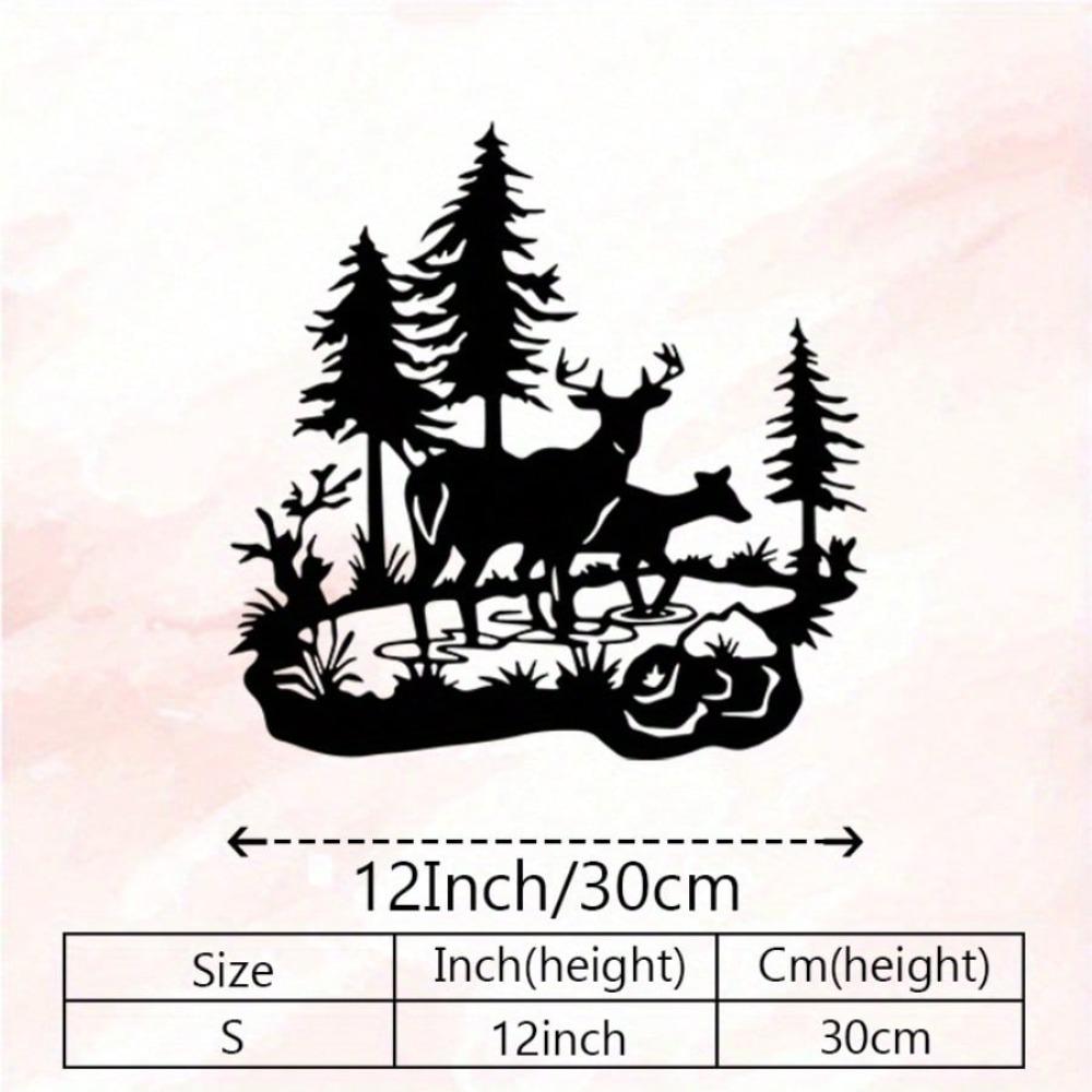 Antique Hunting Lodge Metal Wall Art Rust Resistant Steel Deer Forest Scene Christmas Home Decor Gift for Hunters