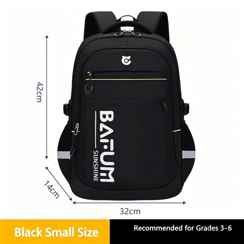

New Fashion Junior High School Student School Bags Burden Reduction Ridge Protect Backpack Unisex High School Student College High Capacity Book Bag S чорний