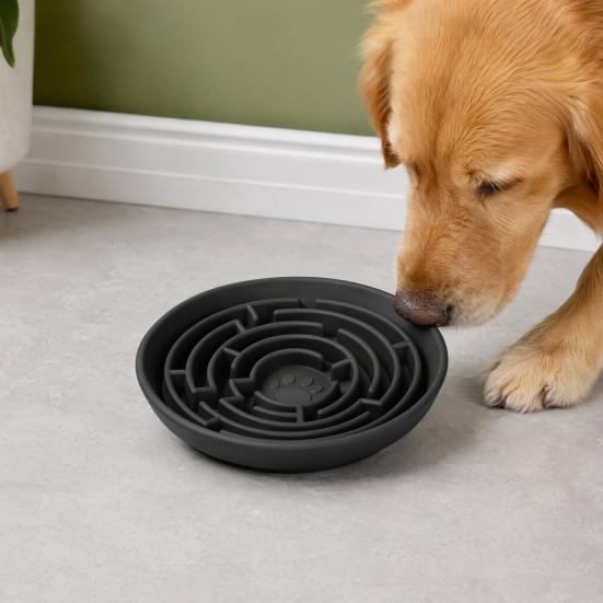 Slow Feeder Dog Bowl, Silicone Maze Slow Feeder Bowl, Prevents Choking, Suction Cup Non-Slip Dog Dish for Small to Large Dogs