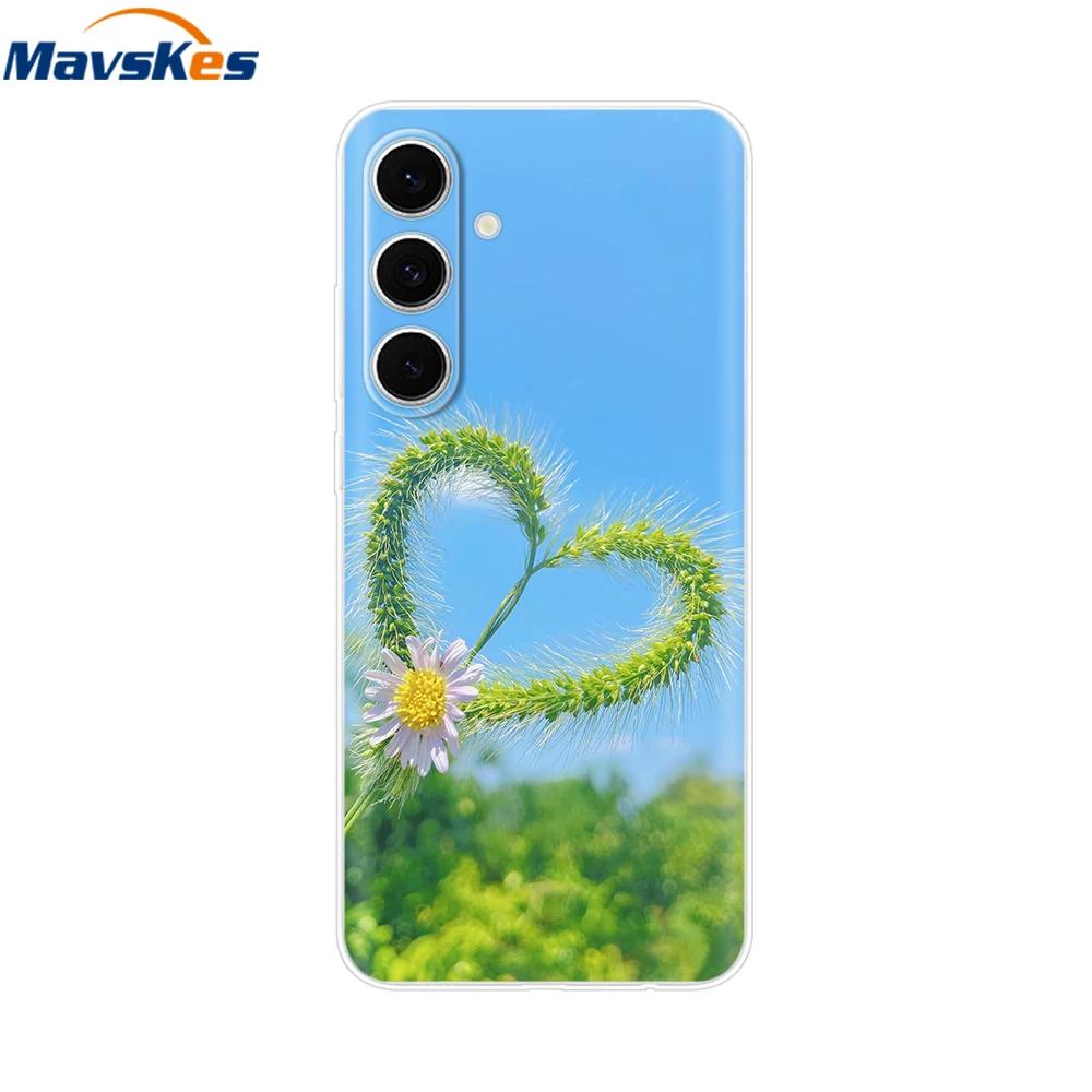 For Samsung S24 FE Case Stylish Flowers Painted Cover Clear Silicone Phone Case for Samsung Galaxy S24 S24FE Soft Shell Fundas