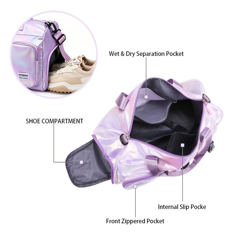 Gym Duffle Bag With Shoe Compartment Wet Dry Separation Large Capacity Bag Detachable Shoulder Strap for Sports Swimming Yoga