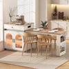Keukeneiland met wieltjes, uitschuifbare eettafel, bartafel met stopcontacten, dient als dressoir of buffetkast voor keuken en eetkamer (wit)