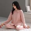 Pajamas Women'S Spring And Autumn Thickened Pure Cotton Long-Sleeved Autumn And Winter Large-Size Air Cotton Sandwich Loungewear Set