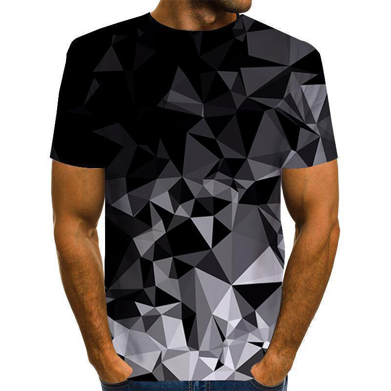 Summer Round Neck 3D Creative Vision Print Top Fashionable Casual Short Sleeved Men's T-shirts