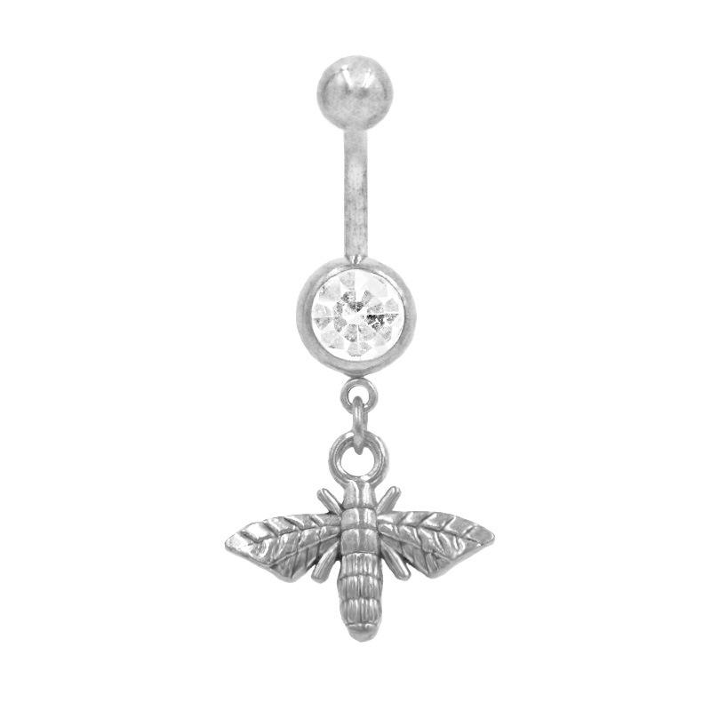 Gaibei Stainless Steel Seahorse Belly Button Ring with Colorful Diamond - Fashionable Piercing Jewelry