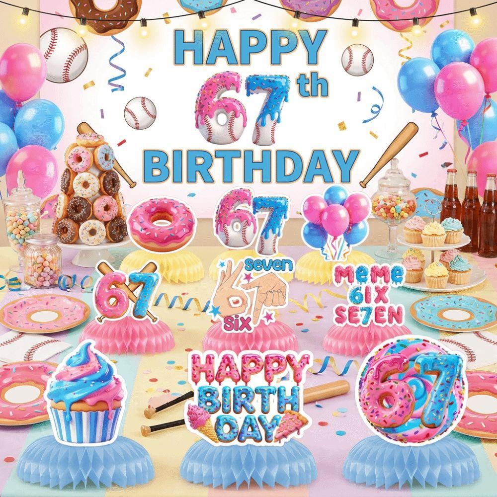 Internet Humor 67 Meme Birthday Decorations Colorful Honeycomb Centerpieces  All Ages Celebration