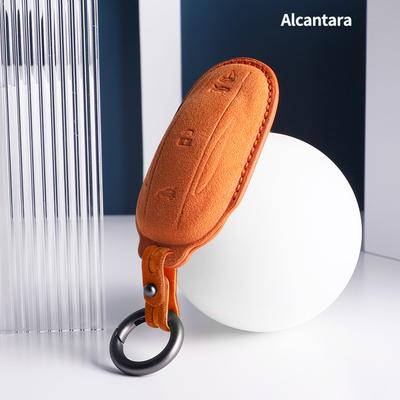 Carcasă cheie inteligentă auto din piele întoarsă pentru Tesla Model 3 Model XS Model Y geantă protectoră Fob bandă coajă suport breloc accesorii