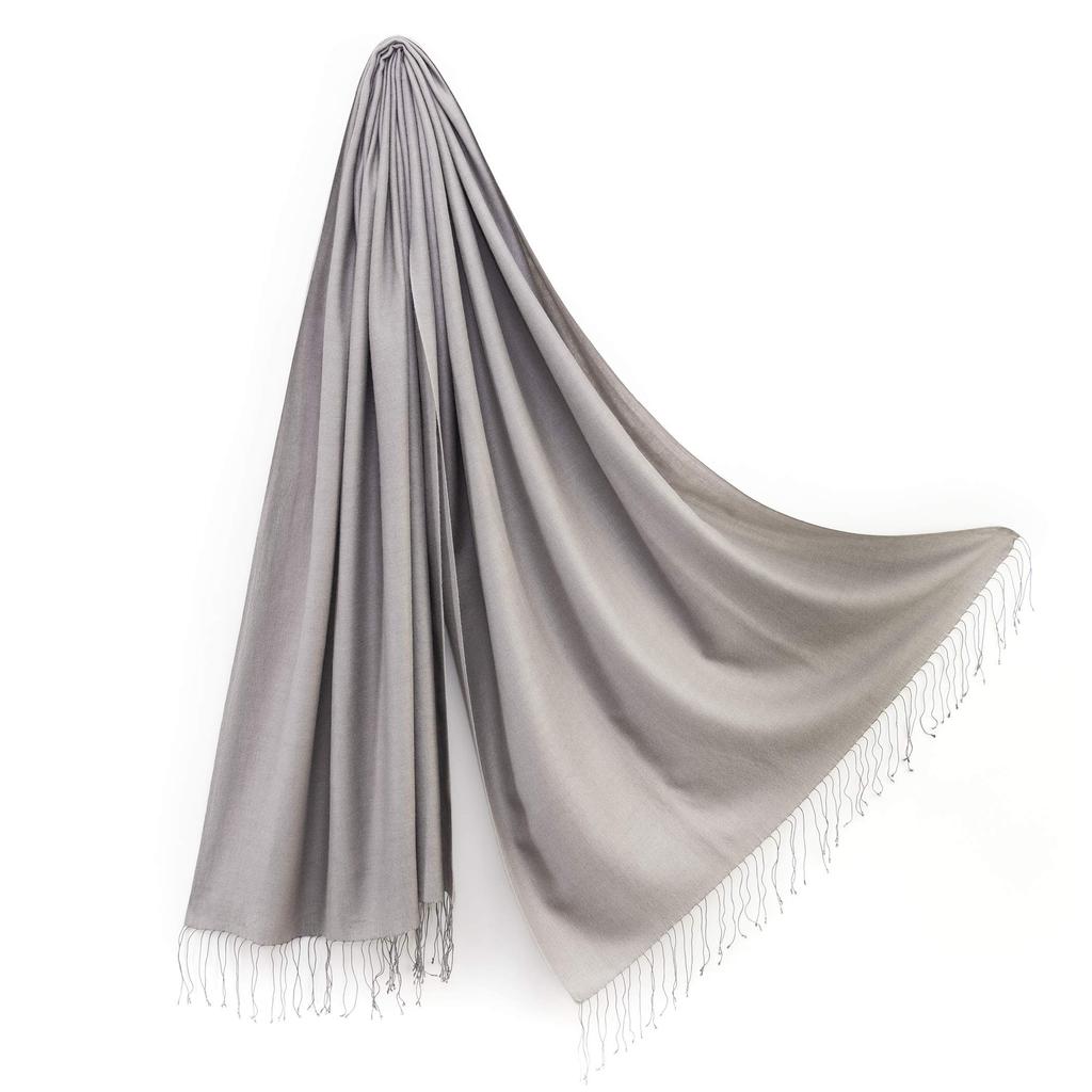 Cashmere and Silk Large Stole in Gift Mist 70x200cm [Pashmina Collection] Box, Gray,