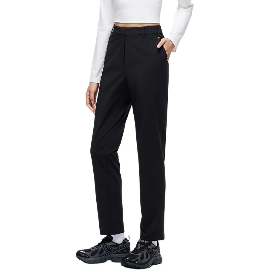 Anta Champion All-Weather Series Comfortable Casual Simple Fleece Sports Long Pants Women Bottoms Basic-Black 162510507-2