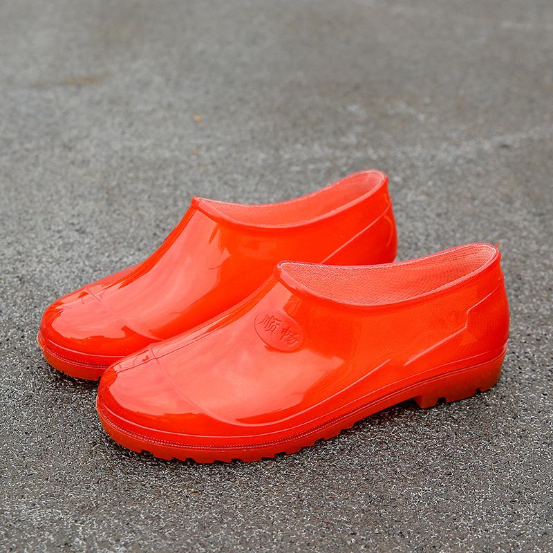 Water shoes food hygiene white yellow low-top rain shoes, waterproof and non-slip breeding farm shallow mouth beef tendon sole rubber shoes men's