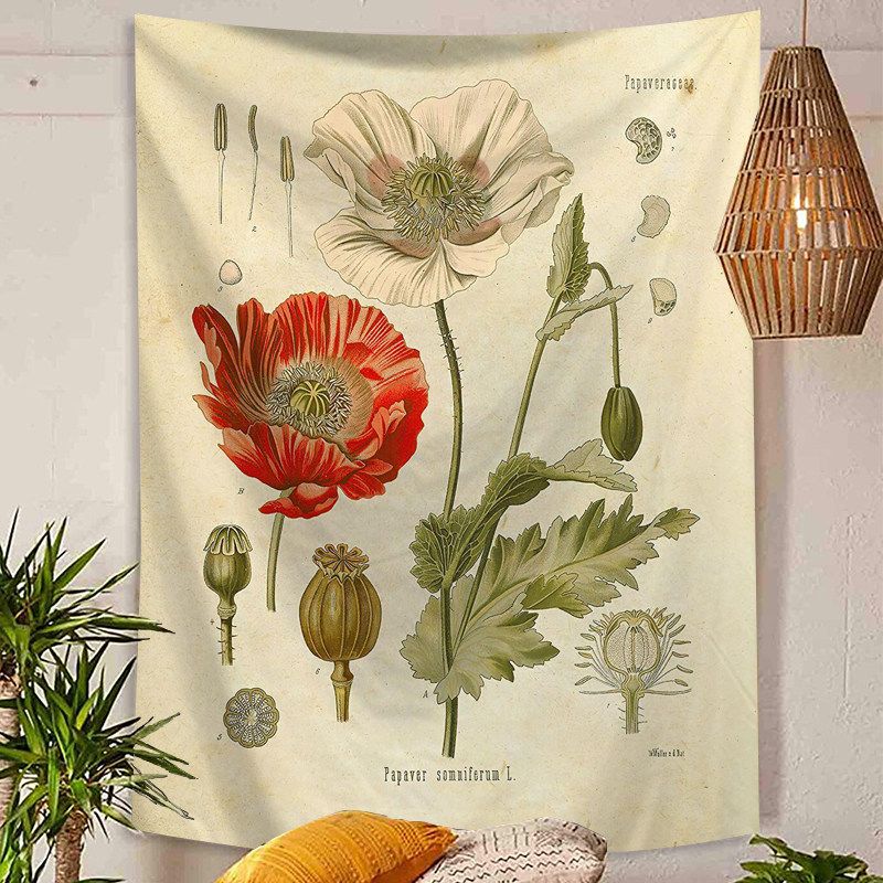 Vintage Flower Tapestry Botanical Wall Hanging for Bedroom Living Room Dorm Cottagecore Aesthetic Home Decor