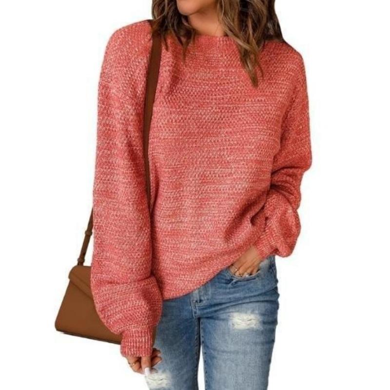 Spring and Autumn New Floral Yarn Pullover Casual Versatile Casual Round Neck Knitted Sweater Top for Women