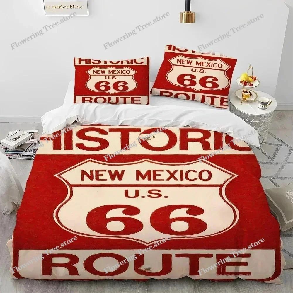 3D Print Historic Route 66,Mother Road,Comforter Bedding Set,Duvet Cover Bed Set Quilt Pillowcase,king Queen Size Bedding Set029