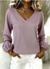 Europe, America, new women's clothing casual loose fashion solid color long-sleeved V-neck pullover