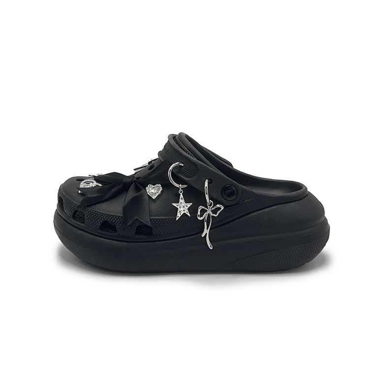 

Crocs Classic clog Punk Bow Classic Crush EVA Star Ribbon Hole Shoes Women s Black 39-40 серебряный