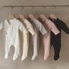 Autumn Style Newborn Footed Romper Set: Oblique Collar, Lace-Up, With Baby Socks and Diaper Cover