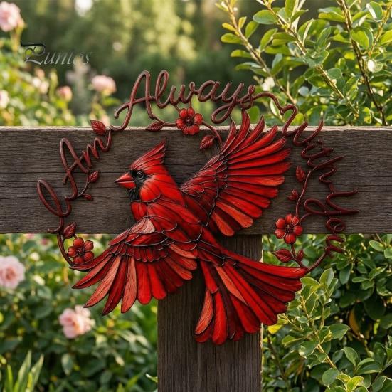 Red Bird Wall Art Metal Decoration, Hollow Sculpture, Indoor Shape Hanging Ornament for Living Room Home Office Sculpture