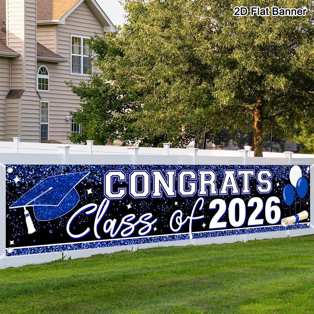 Happy Graduation Outdoor Banner Bachelor'S Cap Balloon Party Decorative Background Photography Graduate Party Supplies Gift