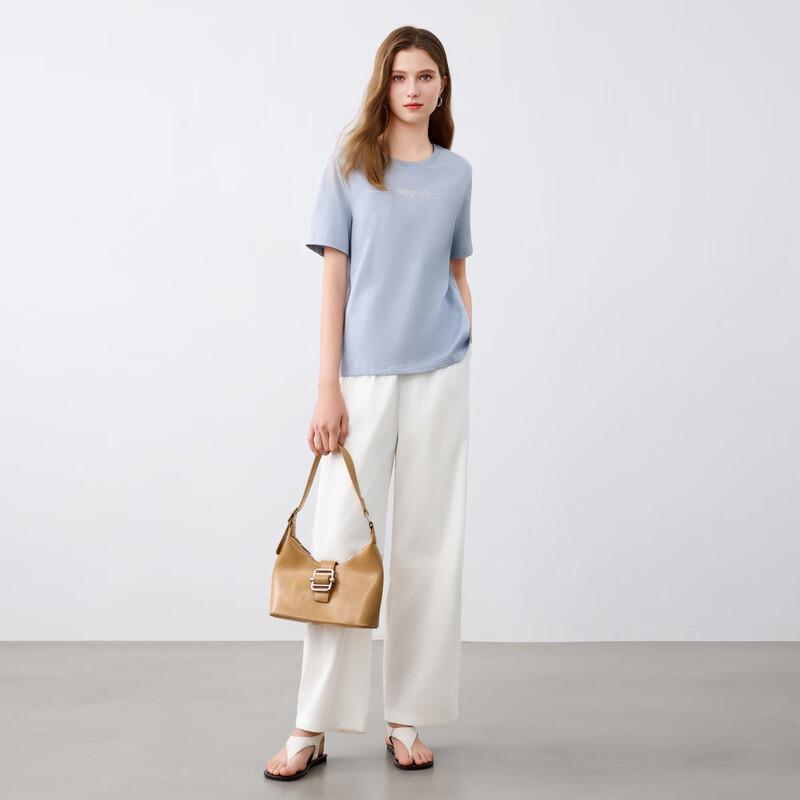 Elva' Island Women's Solid Short Sleeve Round Neck T-Shirt