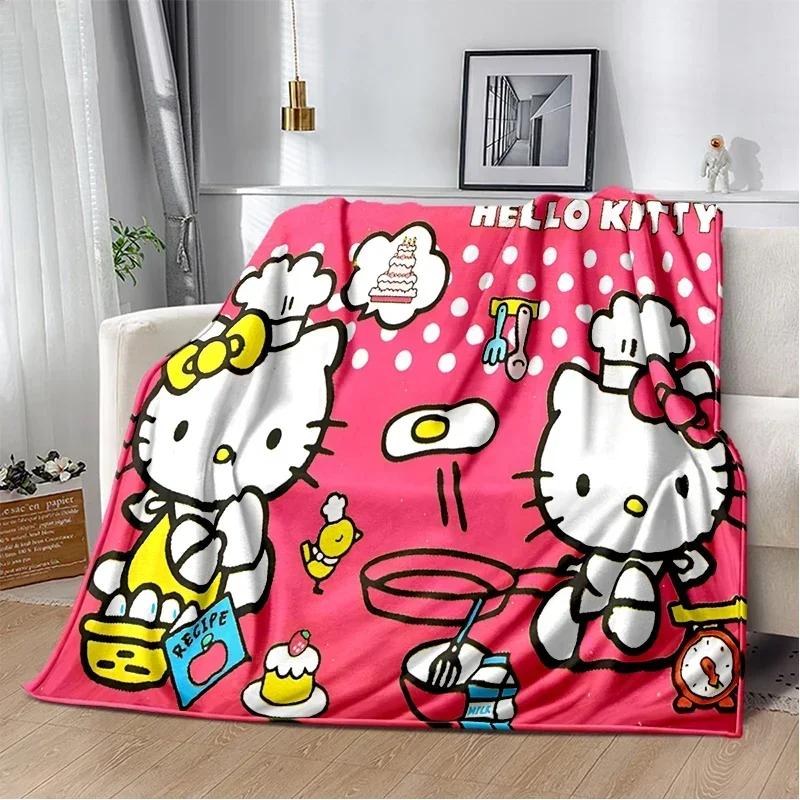 HelloKitty Cartoon Anime Kawaii Blanket for Kids Super Soft Cute Blanket for Travel Bedding Couch Sofa Bed Blanket Birthday Gift