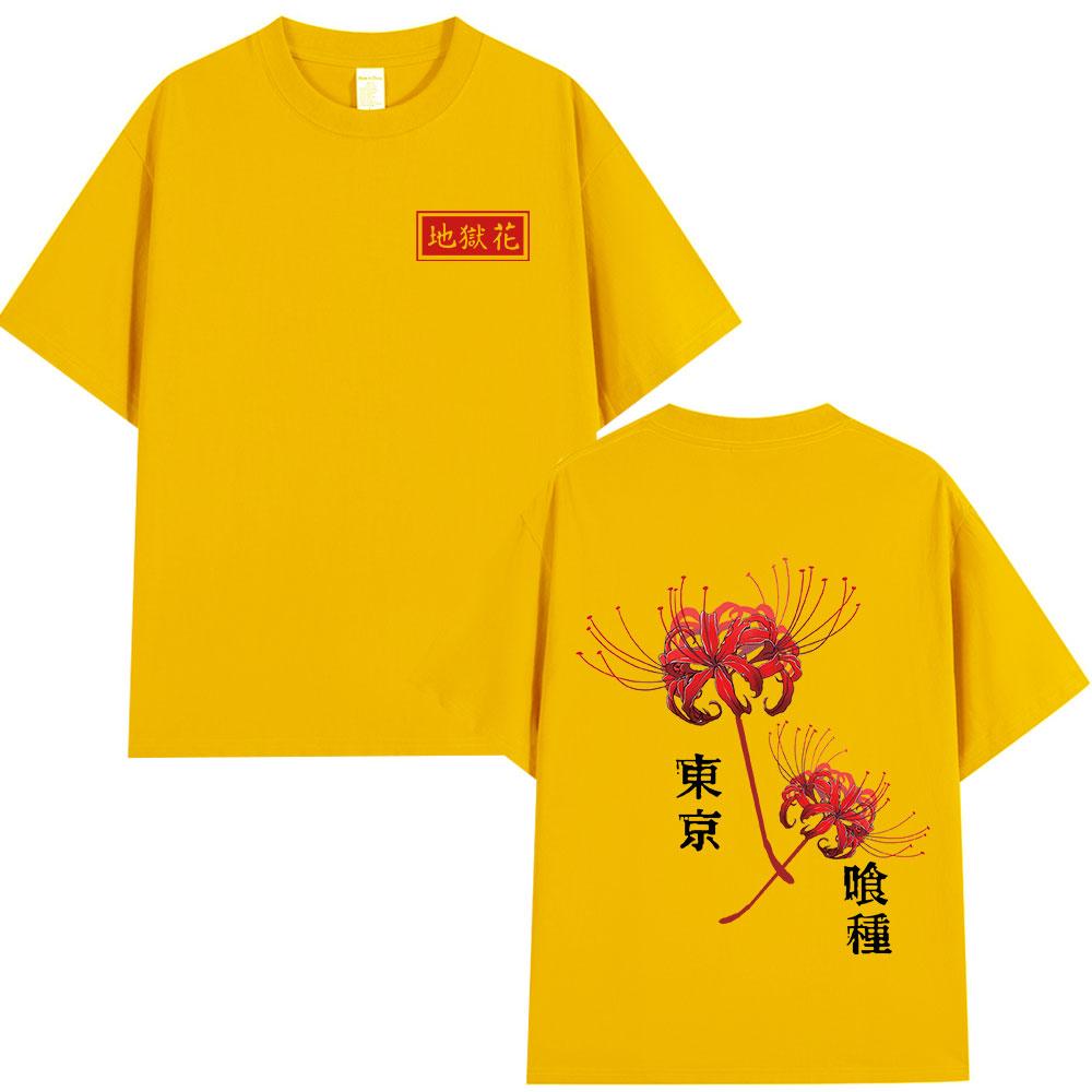 Anime Tokyo Ghoul Spider Lily T-Shirt Herren Damen Kaneki Ken Manga Grafikdruck T-Shirt Cooles Unisex Baumwoll-T-Shirt Oversized