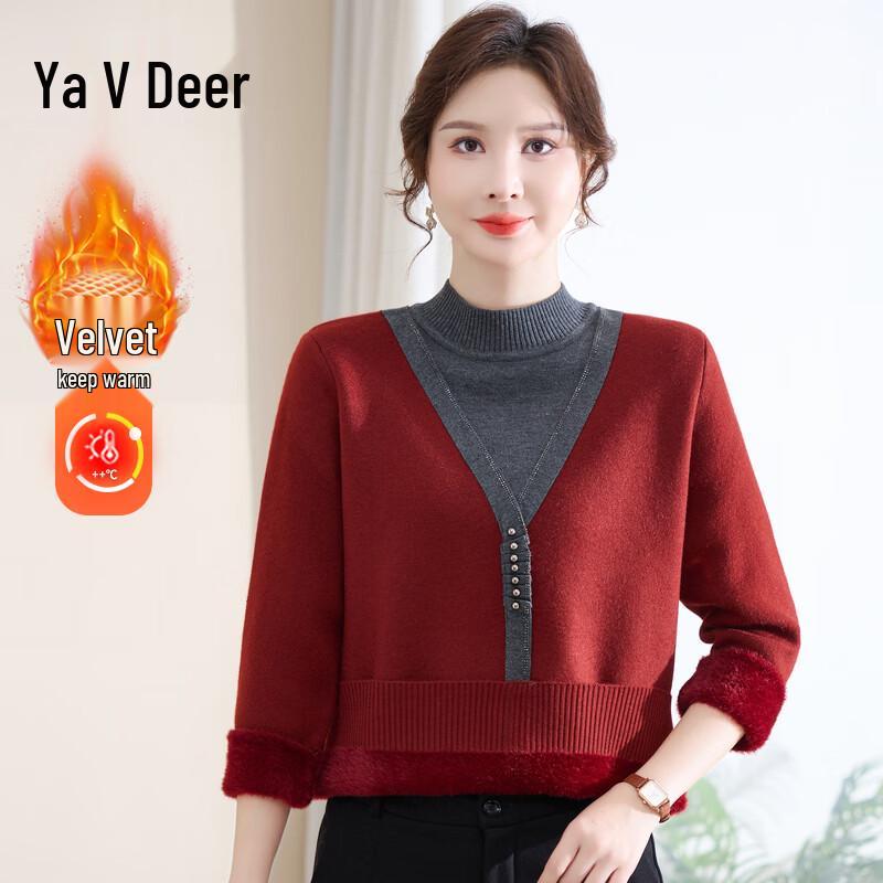 Yalu Women s Mock Neck Plush-Lined Knit Thermal Base Layer 3XL