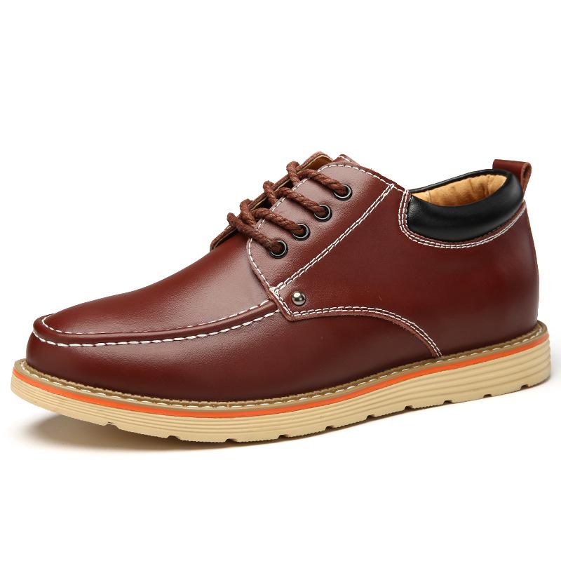 Men s Spring Leather Shoes 37-44, Retro British Style, 6cm Height Increase, Casual Low-Top 38 вино красного