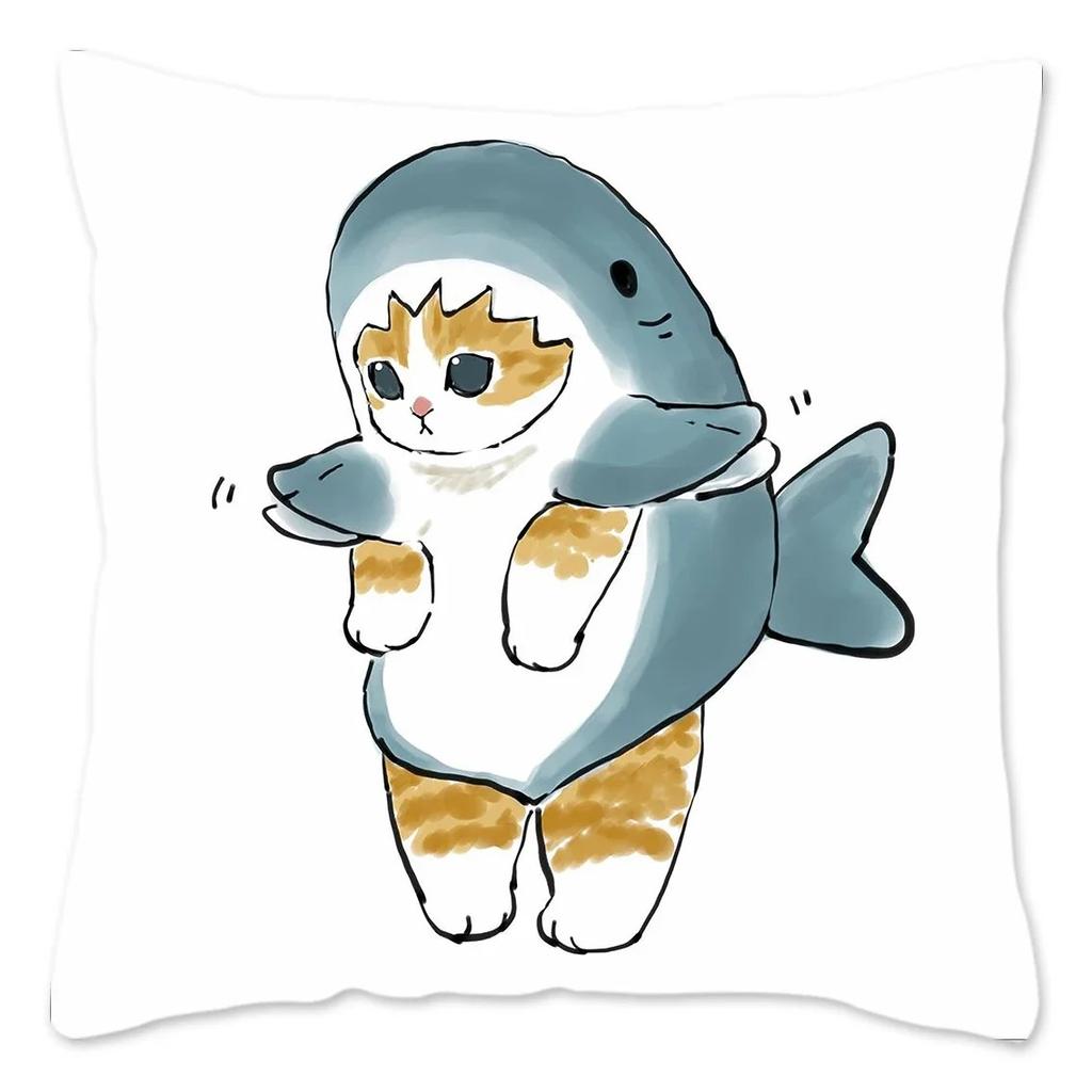 Luxury Home Decor Pillowcase Cat Shark Creative Pattern Cushion Cover Living Room Sofa Cushion Cover