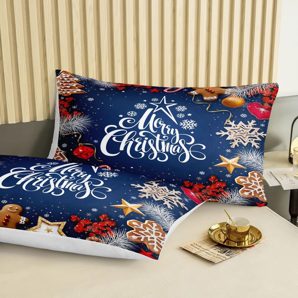 Christmas Themed Polyester Bedding Set - Soft Sanded Digital Print, 3-Piece Fitted Sheet and Pillowcase Set, Woven Fabric