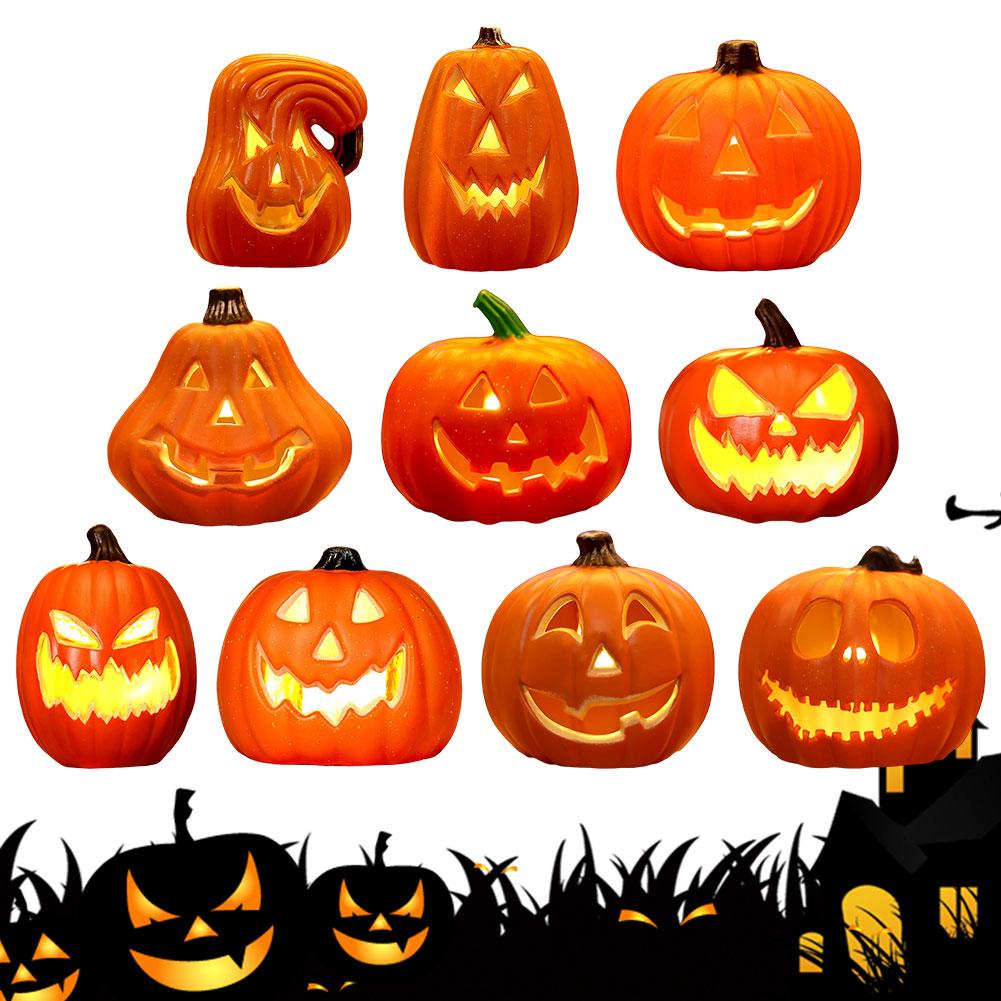 Halloween Glowing Pumpkin Spooky LED Scene Layout Light Up Pumpkin for Halloween Pumpkins Decor Party Favor Gifts