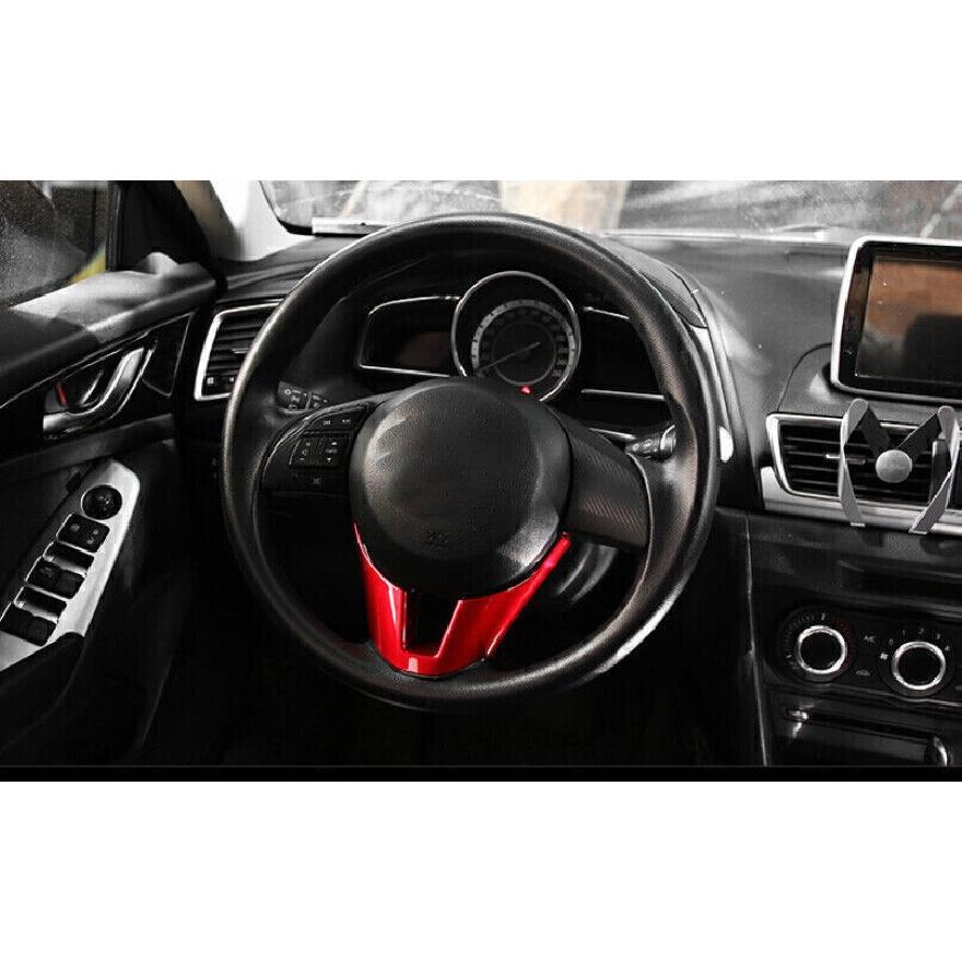 For Mazda 3 Axela 2014-2016 Bright Red Steering Wheel U Sheet Cover Trim 1PCS