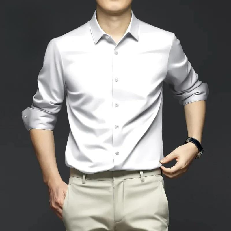 S-5XL Men's Shirt Long Sleeve Non iron Wrinkle Resistant Business Dress High end Professional Casual Suit White Shirt