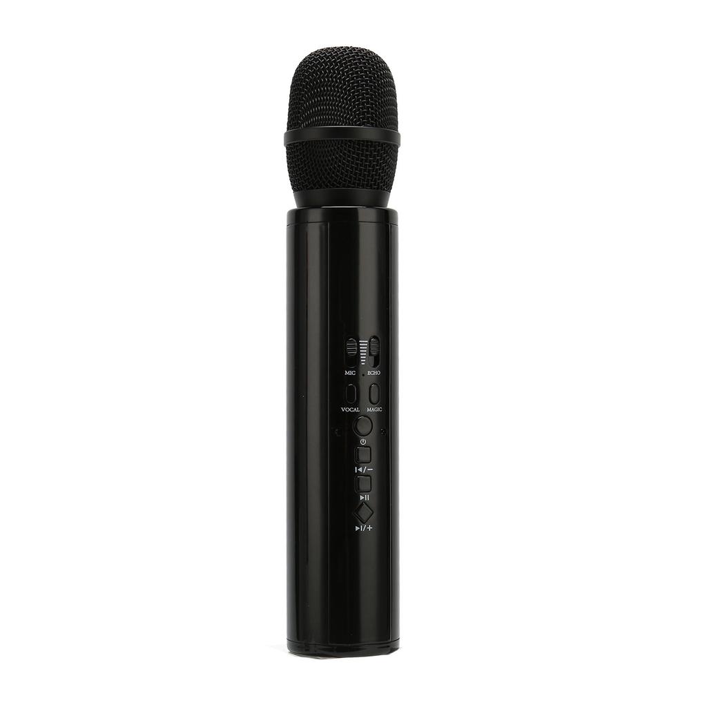 Bluetooth Handheld Microphone Noise Reduction Stereo Wireless Karaoke Mic with Recording for Smartphone PC Black