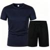 Set Sportivo Casual Estivo a Rapida Asciugatura da Uomo - T-shirt e Pantaloncini Monocolore Traspiranti