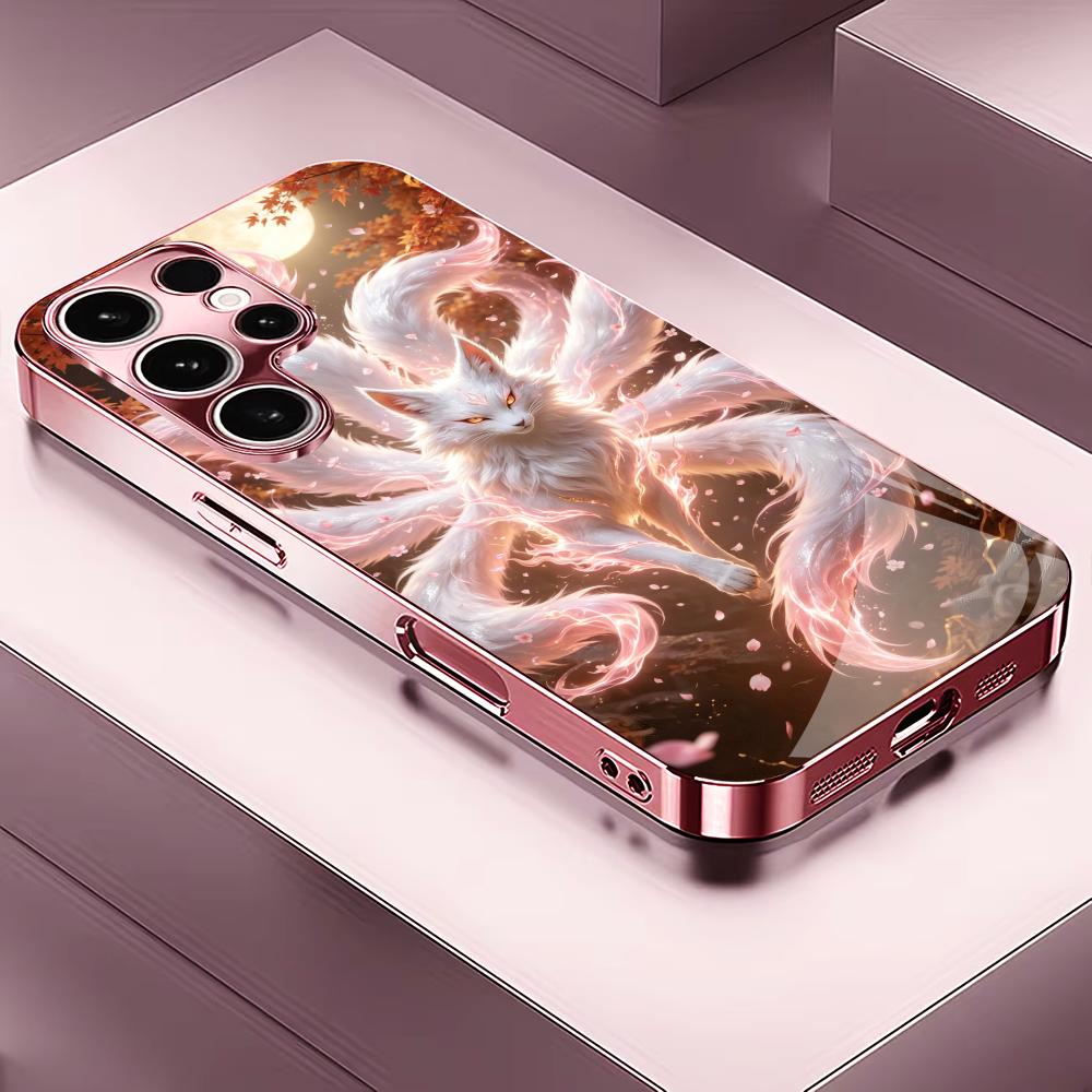 High Gloss Fantasy Fox Phone Case S26 Ultra Case Glass Mobile Phones for Samsung Galaxy S26 S25 S24 S23 S22 FE Ultra Plus