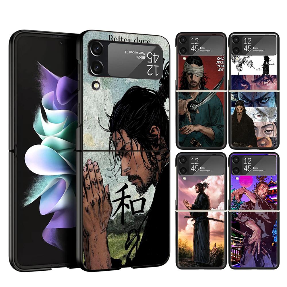 Anime Vagabond Samurai Cover Phone Case For Samsung Galaxy Z Flip 7 6 5 4 3 5G Flip7 Flip6 Flip5 Flip4 Flip3 Black Fundas Shell