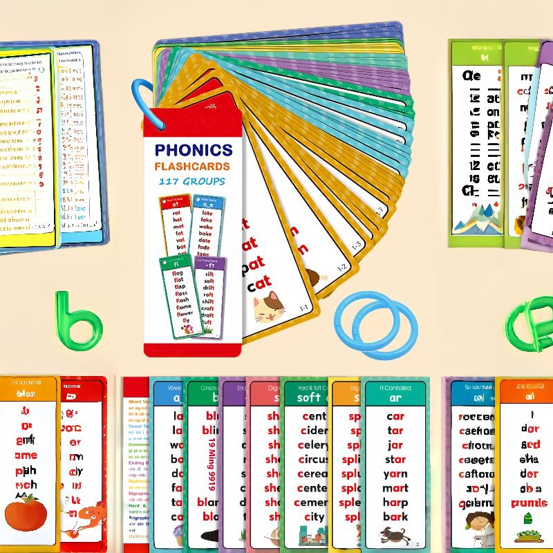 60 Sheets Teacher Teaching Aids Montessori Phonics Word Lists Cards English Vocabulary Building Learning Flashcards