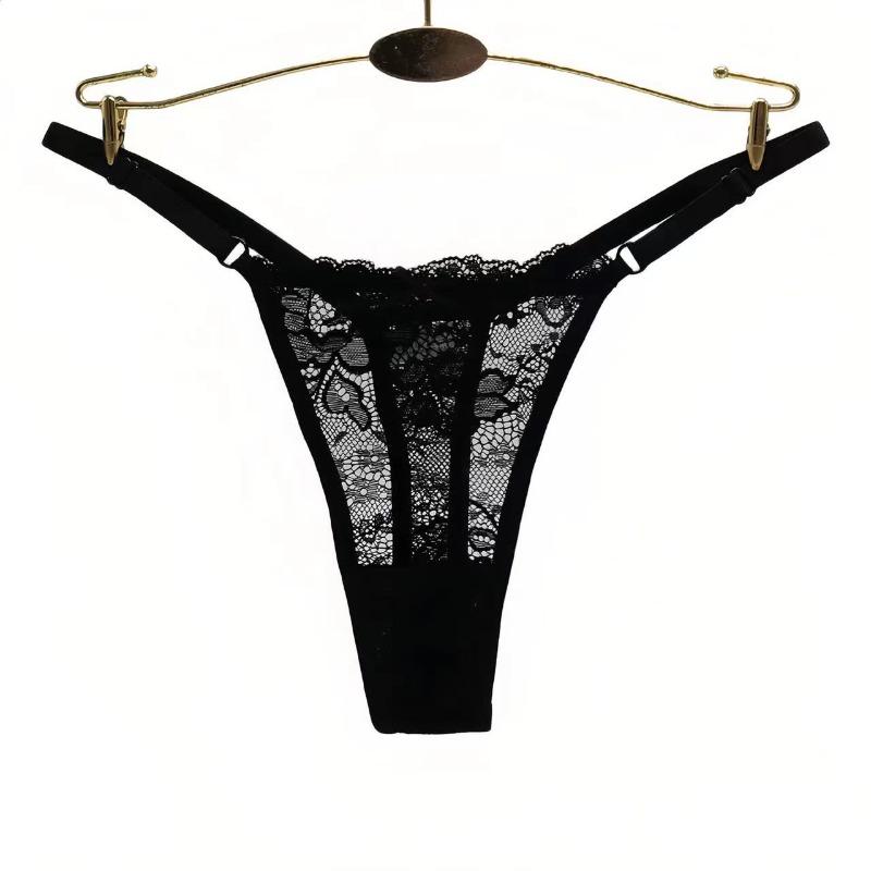 

Регулируемые Сексуальные Прозрачные Стринги Женское Кружевное Нижнее Белье Низкая Посадка Женские Стринги Т-образной формы L чёрный