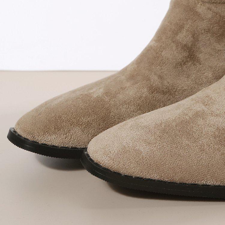 2022 Women's European & American Over-the-Knee Chunky Heel Velvet Boots with Pleated Stacked Sleeves