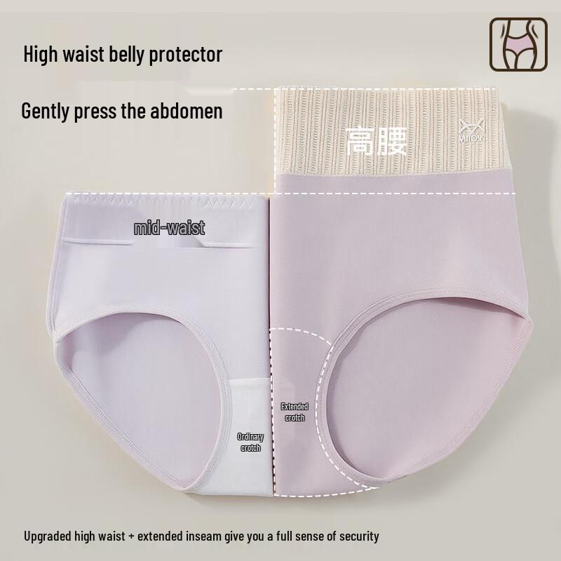 Maoren Women's High-Waist Tummy Control Antibacterial Cotton Underwear 4-Pack